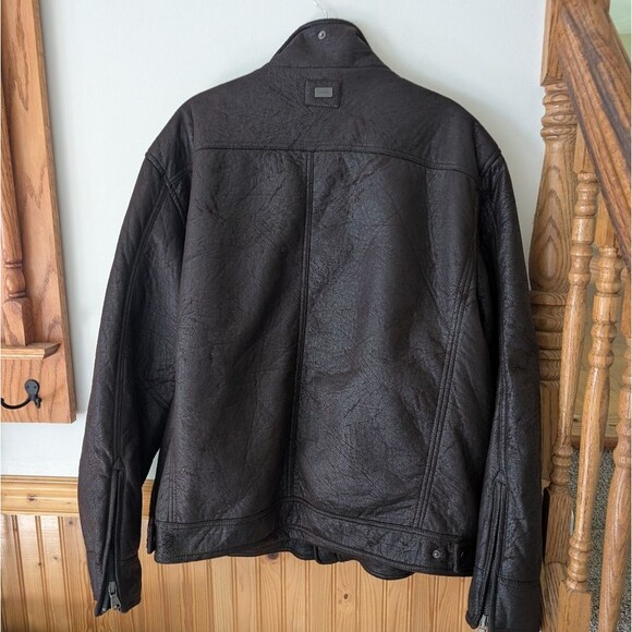 Calvin Klein Faux Leather Dark Brown Lined Biker Moto Jacket Coat Size XXL - Picture 9 of 11